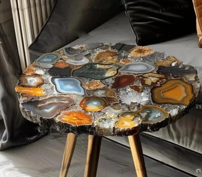 Live Edge Agate Coffee Table, Side Sofa Lamp Table, Indoor Furniture Agate Table - image 1 of 4