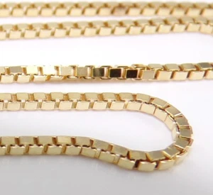 18K Yellow Gold 1.3mm Box Link Chain Necklace 18" FZZ - Picture 1 of 4