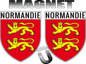 2 x MAGNET crest shape NORMANDY coat of arms 4x5cm magnetic - Picture 1 of 1