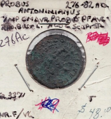 276-82 A.D. Probus Antoninianus Coin - F -  Superfleas  - Image 1 of 2