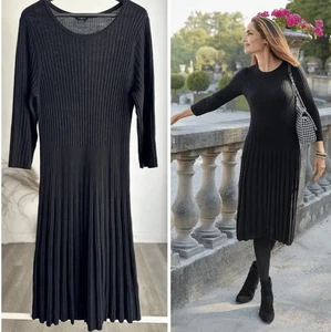 Talbots 100% Merino Wool Fit And Flare Black Sweater Dress Size Small NWT read - Picture 1 of 12
