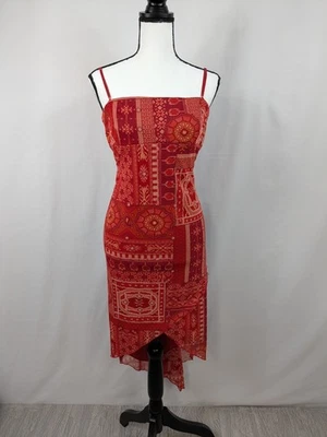 Y2K Vtg Fairy Grunge Whimsigoth Paisley Patchwork Boho Dress Asymmetrical A072 - Image 1 of 4