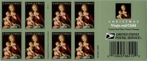 USPS FOREVER 5721 MADONNA AND CHILD (CHRISTMAS) HOLIDAY BOOKLET OF 20 STAMPS - Picture 1 of 2