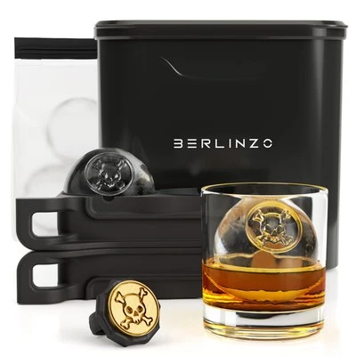 Molde para hacer bolas de hielo transparente Berlinzo Premium - 2 tacos de cristal grandes de 2,4" Foto 1 de 4