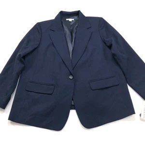 Pendleton Plus NEW 18W Vintage Navy Virgin Wool One Button Lined Blazer Jacket - Picture 1 of 17