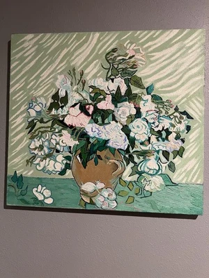Van Gogh Roses Hand Painted Oil - Image 1 of 4