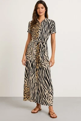 Maxi Vestido Melissa Odabash Estampado Animal Abotonado Talla XS Verano Foto 1 de 4