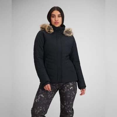 Obermeyer | Tuscany II Women's Black Ski Jacket with Faux Fur Hood - Image 1 of 4