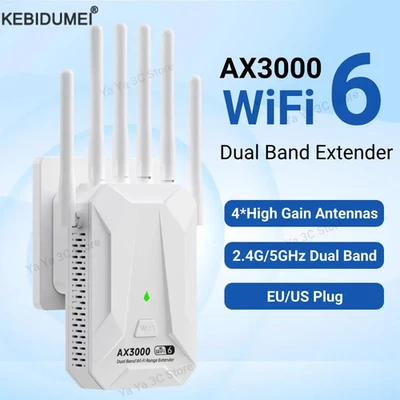 3000Mbps Dual Band WiFi 6 Range Extender - 5GHz/2.4GHz Signal Booster - Immagine 1 di 4