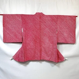 Accappatoio kimono rosa bianco shibori pura seta giapponese vintage unico nel suo genere - Foto 1 di 11