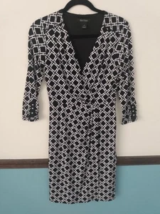 White House Black Market Size 2  Mock Faux Wrap Dress  Stretch Jersey V-Neck  - Picture 1 of 6