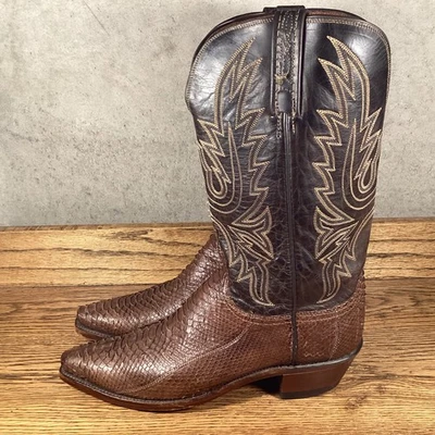 BOTAS VAQUERAS LUCCHESE 1883 MARRÓN PIEL DE SERPIENTE PARA HOMBRE TALLA 10 B EXÓTICO Foto 1 de 4