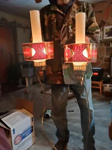 Vintage. Budweiser Bierset 2-flammig Wand Orkan Lampen Fliege Bar Werbung. - Bild 1 von 5