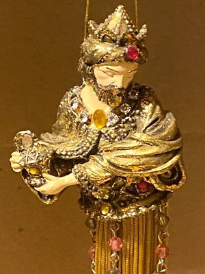 Raro adorno de muñeca victoriano con cuentas borla hombre sabio rey Foto 1 de 4