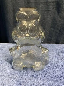 Vintage 1978 Garfield Cat Clear Glass Coin Bank / Piggy Bank Q4 - Picture 1 of 9