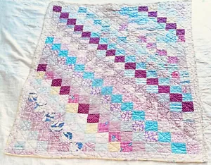 Edredón vintage hecho a mano para cuna de mosaico para niños de la década de 1930 tamaño ZZ075 - Imagen 1 de 7