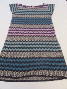 MONSOON PRETTY ZIG ZAG PATTERNED LOOSE KNIT POINTELLE SHORT SUMMER DRESS UK 12 - Picture 1 of 16