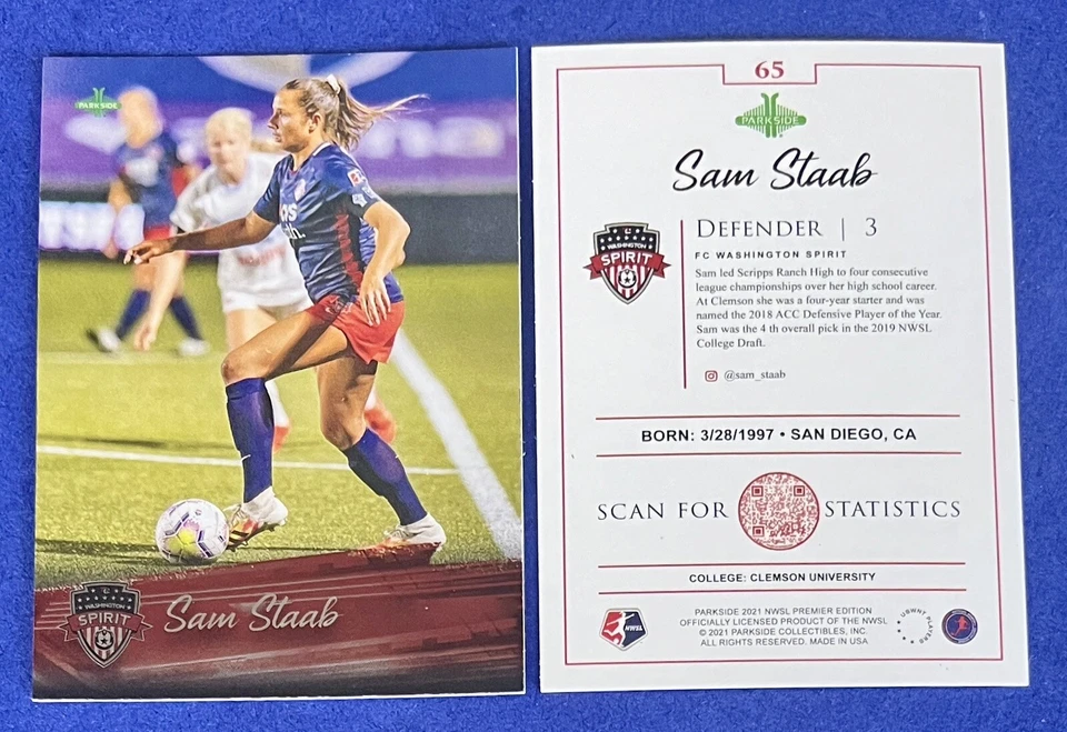 Sam Staab 2021 Parkside NWSL Volume 1 FOIL PARALLEL Card #65 SPIRIT - Image 1 of 1