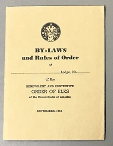 [Fraternal Organizations]  B.P.O.E   By-Laws and Rules of Order   1952 Edition - Picture 1 of 4