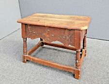 Antique French Country William & Mary Wood Bench w Storage Space by Cochran 