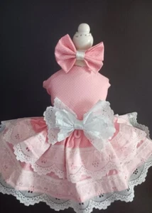 DOG HARNESS DRESS SWEET PNK I W/ MATCHING HAIR BOW  HANDMADE  FREE SHIPPING - Picture 1 of 4