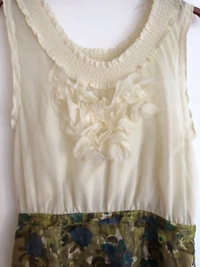 Anthropologie Moulinette Soeurs Dress Cream Bodice -Multicoloured skirt Size 12 - Picture 1 of 11