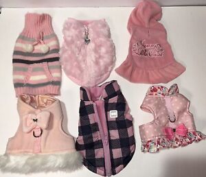 Designer Puppy Dog Clothing Lot 6 Piece Pink Bling XXS Extra Extra Small