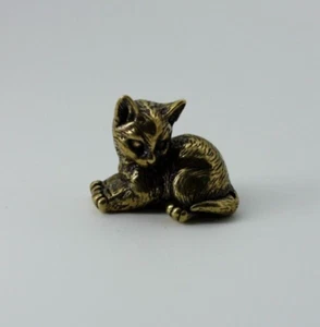 Katze Messing 32g Tier Figur Anhänger Skulptur animal cat brass neu #04 - Picture 1 of 9