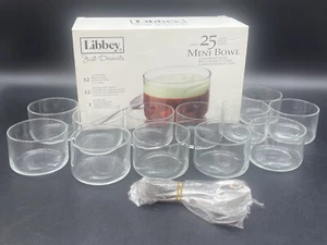 Libbey Just Desserts Mini GLASS Bowls w/ STAINLESS Spoons Set of 12 - Picture 1 of 5