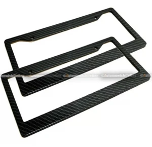 Front & Rear Bracket 2pcs Set Glossy Carbon Fiber Painted License Plate Frames - Picture 1 of 1