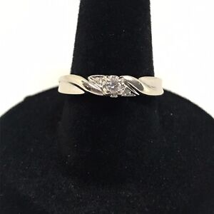 10K White Gold Natural Diamond Ring With Diamond Accents ( Ring Size 7.5 )