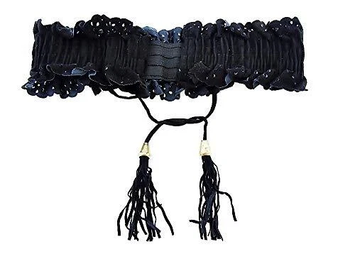 Cintura da donna fascia elasticizzata lacci nera finto camoscio FDY 009 I.20037 - Immagine 1 di 4