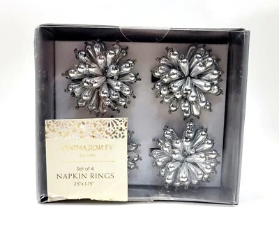 Juego de 4 servilleteros con cuentas de plata Cynthia Rowley en caja sellada  Foto 1 de 4