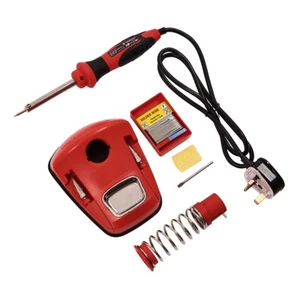 AM-TECH 30W SOLDERING IRON STATION COMPLETE STAND, SPARE TIP, SOLDER KIT - Picture 1 of 4