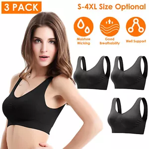 3Pcs Sport Bras Seamless Wire-free Light Support Tank Sports Yoga Sleep Soft Bra - Picture 1 of 40