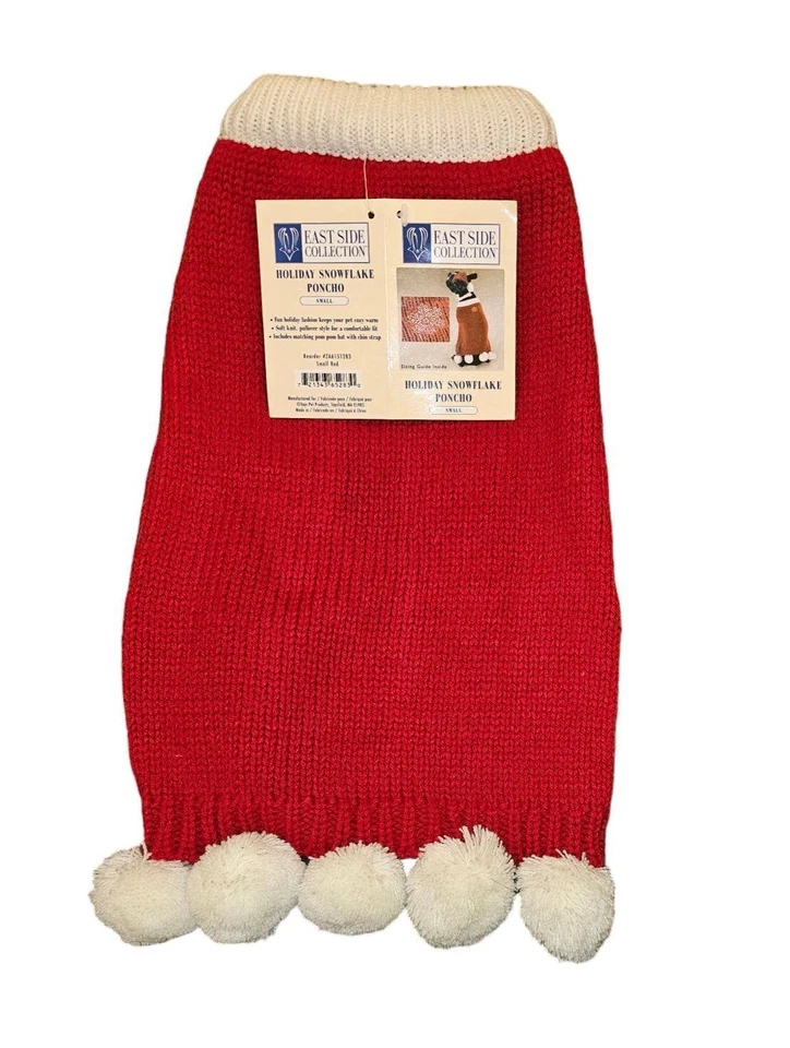 Poncho suéter rojo navideño para perros talla pequeña  Foto 1 de 3