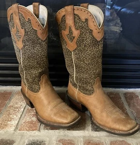 Ariat Circuit Savanna Women's 6.5B Leather Square Toe Boots Leopard 10010182 EUC - Picture 1 of 17