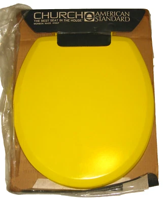 NOS VtG AMERICAN STANDARD Church Spectrum 510 Round Front Toilet Seat Sun Yellow - Image 1 of 4