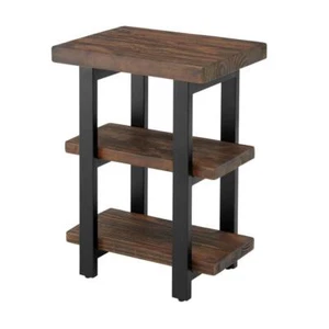 Alaterre Furniture End Table 27"x5"x20" Rustic Natural Solid Wood Heavy Duty - Picture 1 of 8