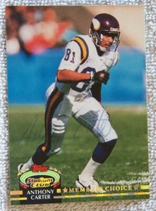Minnesota Vikings Anthony Carter Signed 1992 Topps Stadium Club Card Auto - Picture 1 of 1