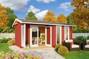 Gartenhaus Blockhaus Satteldach 28 mm Riverside rot 500x320 cm Lasita - Bild 1 von 4