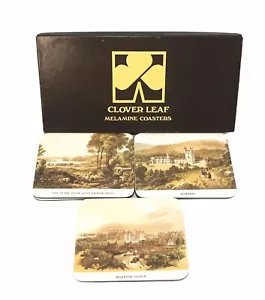 Juego de 6 montañas rusas vintage de hoja de trébol de melamina vista del palacio de la antigua Escocia - Imagen 1 de 11