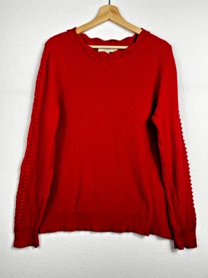 LOFT Sweater Red Mixed Knit Womens XL Career Work Office 100% Cotton - Image 1 of 4