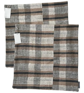 2 McGee & Co Sedgeley Neutral Plaid Pillow Covers Linen Cotton Blend NEW - Picture 1 of 8