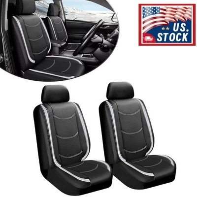 For Chrysler Crossfire 2004-2008 Black+Silver Leather Front Seat Cover Full Set Foto 1 de 4