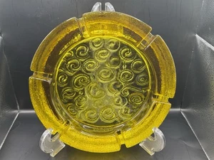 Vintage Blenko Glass Ashtray 675 Lemon Heavy Cigar Ashtray 2 Yr Color Htf - Picture 1 of 4