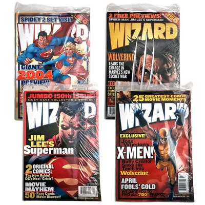 Wizard Magazine Лот из 4 Выпусков #148 149 150 151 Распечатанный с Swag Высококачественное состояние товара - Изображение 1 из 4