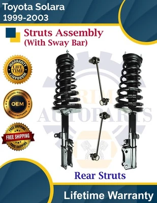 Puntales traseros con barra estabilizadora para Toyota Solara 1999-2003 2,2 L 2,4 L garantía de por vida Foto 1 de 4