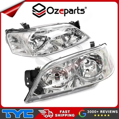 Set Pair LH+RH Head Light Lamp Chrome For Ford Fairlane BA BF 03~07 - Image 1 of 4