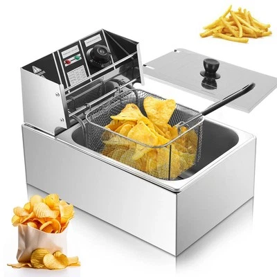 10L Elektrische Öl-Friteuse 6L Edelstahl Fritteuse Profi Küche Kaltzonen Fritöse - Bild 1 von 4